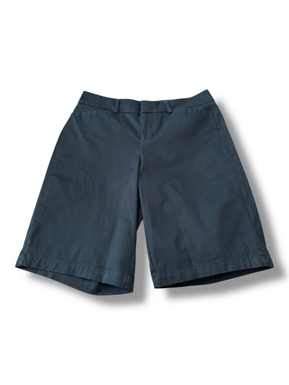 Dockers Ideal Fit Metro Bermuda Black Shorts Chino Flat Front Casual Women’s 4
